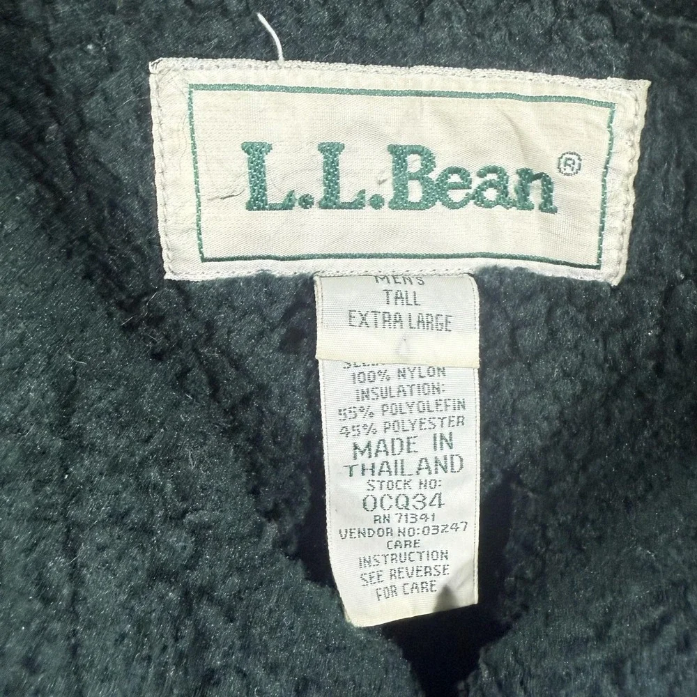 L.L. Bean Jacket Mens XLT Blue Fleece Lined Full Zip Winter Windbreaker Outdoor